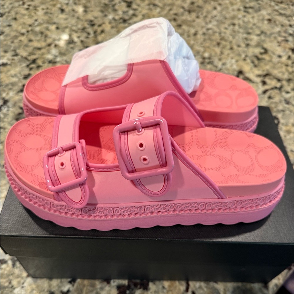 NIB Coach Pink Lainey Rubber Sandals Sz 8 - Picture 6 of 6